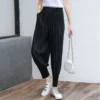 Miyake Pleated Ankle Length Harem Pants Free Size 40kg-65kg