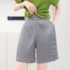Pleated Wide Leg Elastic Waist Shorts Free Size 40kg-65kg