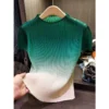 sg-11134201-7r98o-lkwk5mbp52snb4.webp Miyake Gradient Pleated Short Sleeve Top Free Size 40kg-65kg
