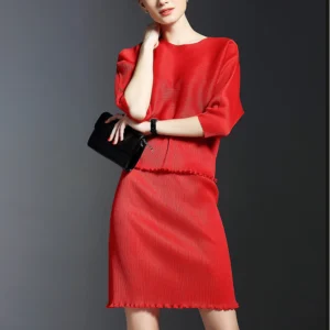 sg-11134201-7ra3r-mbm8x2fev8ykf1.webp Pleated Slim Fit Bodycon Dress Free Size 40kg-60kg