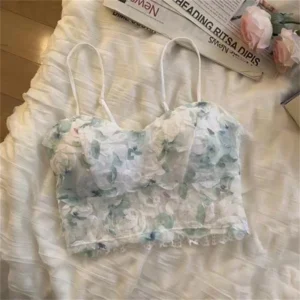 Women Lace Padded Crop Camisole Free Size 40kg-55kg