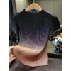 sg-11134201-7rbk0-lkwk5muaf9wwab.webp Miyake Gradient Pleated Short Sleeve Top Free Size 40kg-65kg