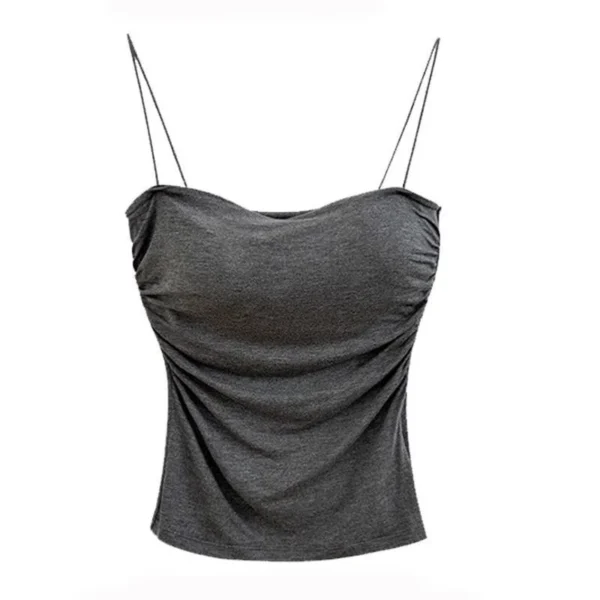 Backless Pleated Padded Camisole Free Size 40kg-55kg