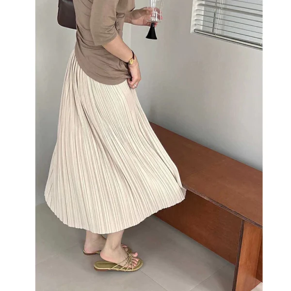 sg-11134201-822wz-mia2lcj7203lc5.webp Pleated A Line Midi Chiffon Skirt Free Size 40kg-65kg