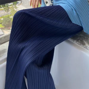Pleated High Waist Wide Leg Pants Free Size 40kg-65kg