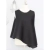 Pleated Sleeveless Irregular Loose Top Free Size 40kg-65kg