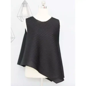 Pleated Sleeveless Irregular Loose Top Free Size 40kg-65kg