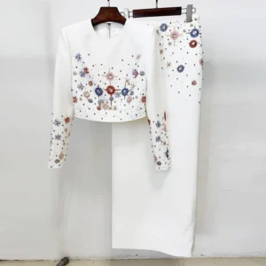 sg-11134201-8258g-mqm7av2sotn390.webp Beaded Crop Top And Skirt Set Free Size Top 40kg-55kg Bottom 40kg-55kg