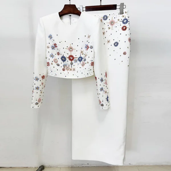 sg-11134201-8258g-mqm7av2sotn390.webp Beaded Crop Top And Skirt Set Free Size Top 40kg-55kg Bottom 40kg-55kg