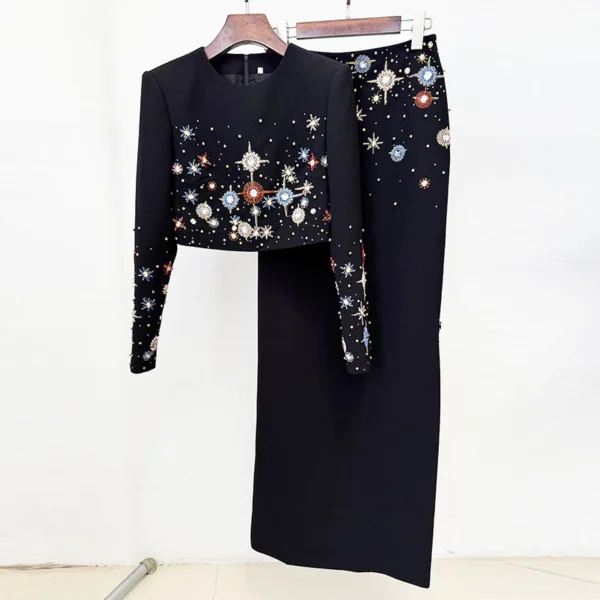 sg-11134201-825b6-mqm7av2kc83xaa.webp Beaded Crop Top And Skirt Set Free Size Top 40kg-55kg Bottom 40kg-55kg