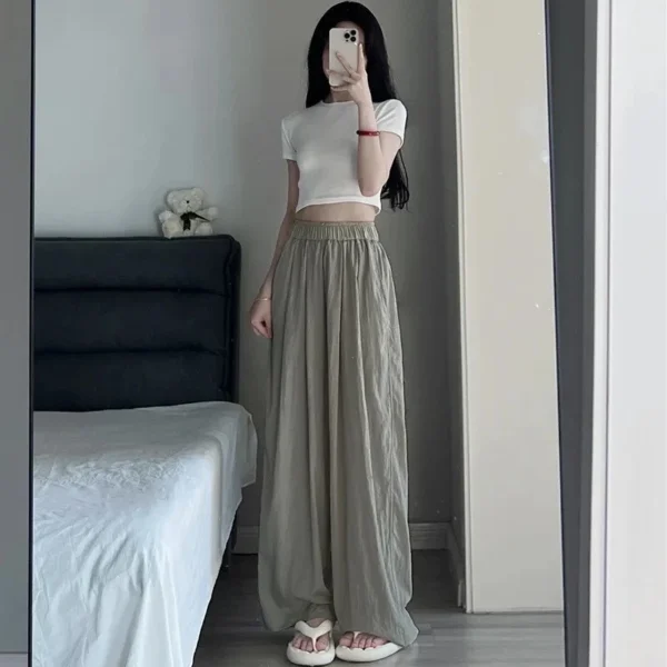 Women High Waist Wide Leg Pants M1354 Free Size 40kg-60kg