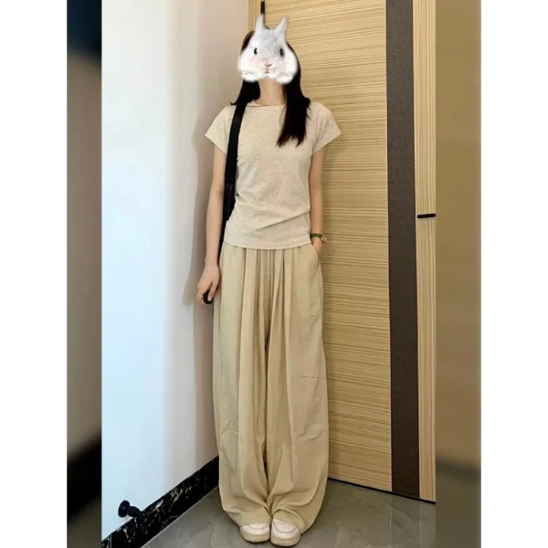 Women High Waist Wide Leg Pants M1354 Free Size 40kg-60kg