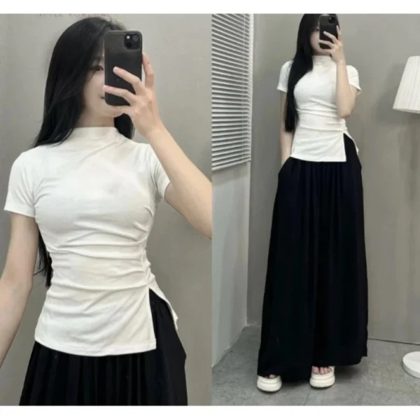 Women High Collar T Shirt M1568 Free Size 40kg-55kg