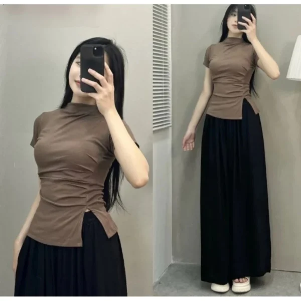 Women High Collar T Shirt M1568 Free Size 40kg-55kg