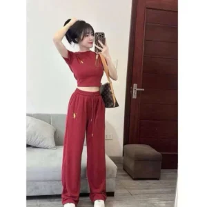 Women T Shirt And Pants Set M5684 Free Size Top 40kg-55kg Bottom 40kg-60kg