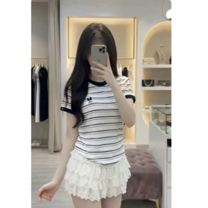 vn-11134207-81ztc-mn9upj9hh1qb40.webp Double Striped Cotton T Shirt M23A Free Size 40kg-55kg